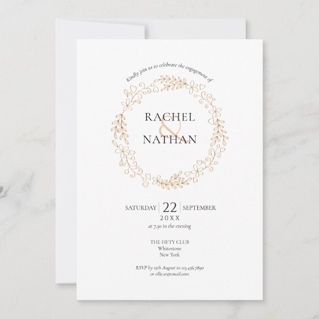 Invitation Gold Floral Garland (Devant)