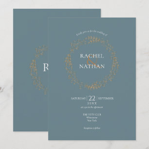 Invitation Gold Floral Laurel Garland Mariage