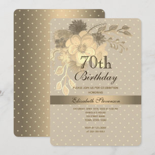 Invitation Gold Floral Vintage 70e anniversaire