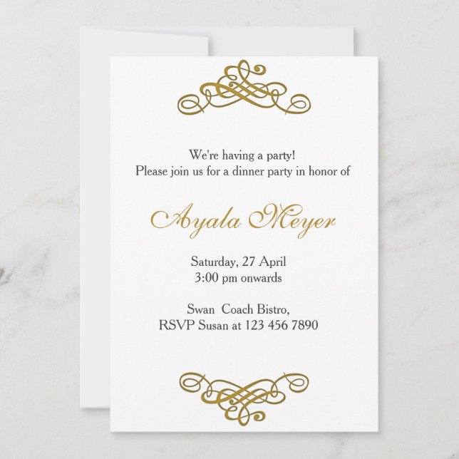Invitation Gold Flourcement de la maison (Devant)