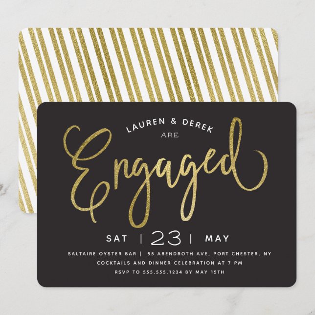 Invitation Gold Foil Chic Letting Party (Devant / Derrière)