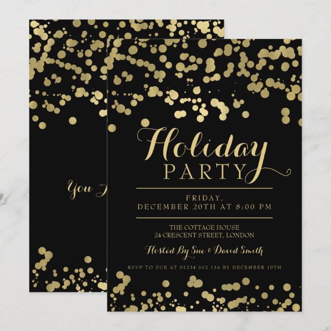 Invitation Gold Foil Confetti (Devant / Derrière)
