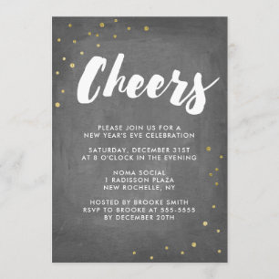 Invitation Gold Foil Confetti fête la veille du Nouvel An