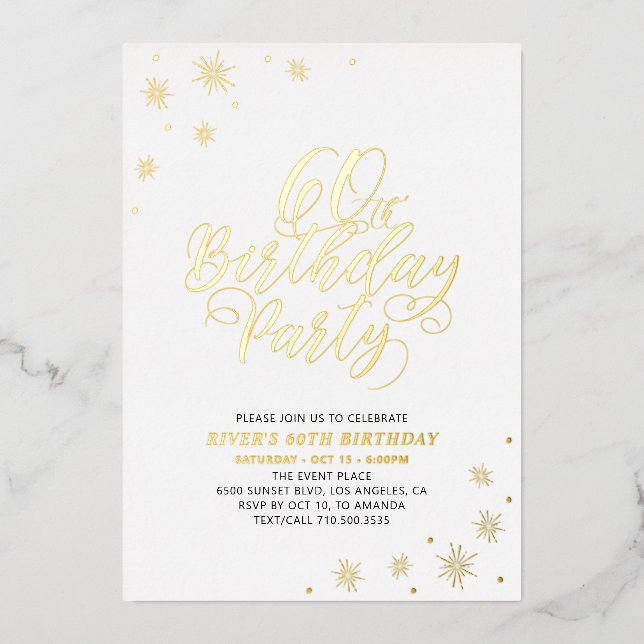 Invitation Gold Foil de fête du 60e anniversaire m (Recto)