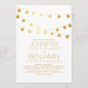 Invitation Gold Foil Effet Chaîne Lumière Mariage blanc
