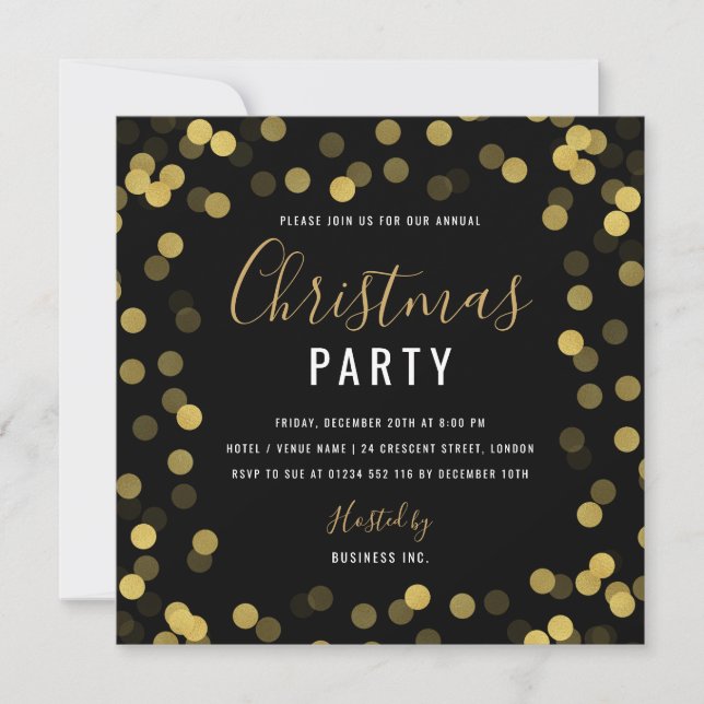Invitation Gold Foil Entreprise Fête (Devant)
