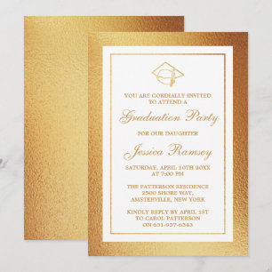 Invitation Gold Foil Graduation Casquette Graduation Party