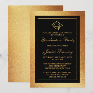 Invitation Gold Foil Graduation Casquette Graduation Party