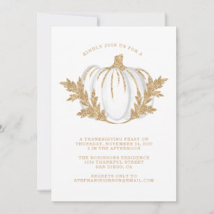Invitation Gold Foliing Citrouille Thanksgiving Dîner