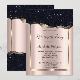 Invitation Gold Frame, Black Parties scintillant Rose Gold Re