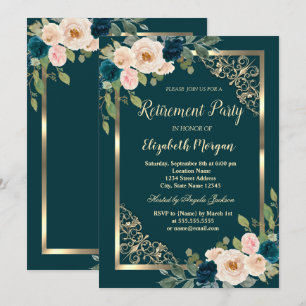 Invitation Gold Frame Bourgogne Rose Retraite verte