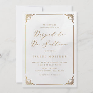 Invitation Gold Frame Motif Cream Fête des mariées espagnole