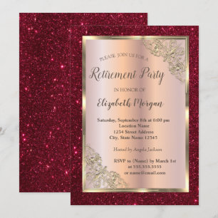 Invitation Gold Frame, Or Rose, Retraite Parties scintillant 