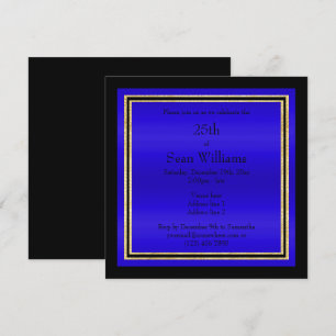 Invitation Gold Frames Blue & Black Man's Birthday