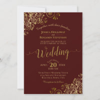 Gold Frills Elegant Auburn Brown Mariage