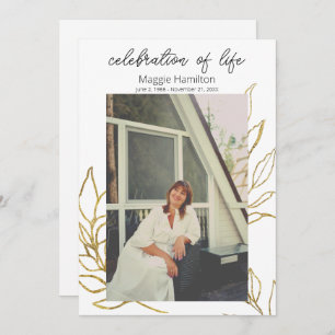 Invitation Gold Funeral Celebration of Life Program