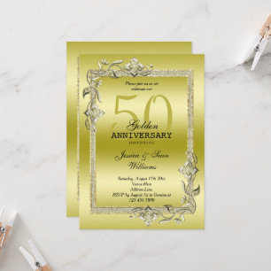 Invitation Gold Gem & Parties scintillant 50e Anniversaire du