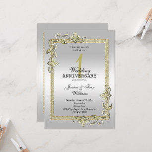 Invitation Gold Gem, Parties scintillant & Silver 1er Mariage