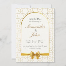 Gold Geometric Arch Photo Save the Date Cards