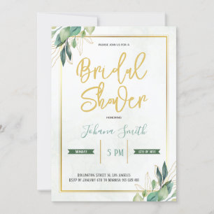 Invitation Gold Géométrique Fête des mariées florale