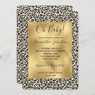 Invitation Gold Glam Black Leopard