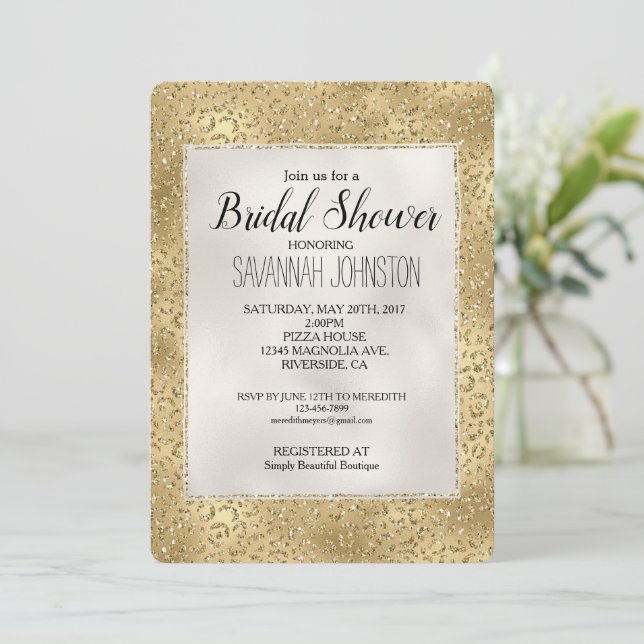 Invitation Gold Glam Glitzy Parties scintillant Empreinte de  (Debout devant)