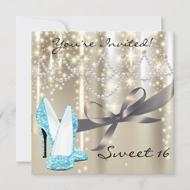 Invitation Gold Glimmer Blue Parties scintillant Chaussures S (Devant)