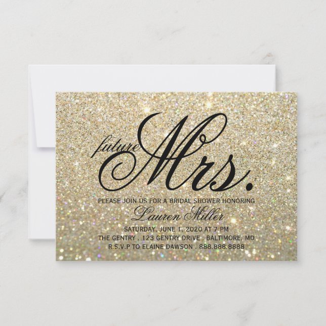 Invitation - Gold Glit Fab futur Mme Fête des mari (Devant)