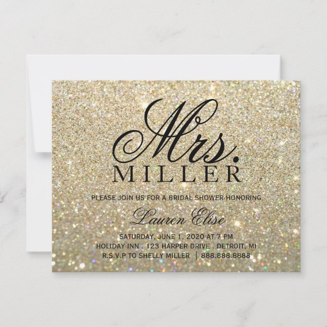 Invitation - Gold Glit Fab Mme Fête des mariées 2 (Devant)