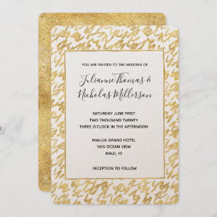 Invitation Gold Glitz Abstrait Squiggles Mariages Invite