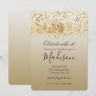 Invitation Gold Glitzy Confetti Ombre