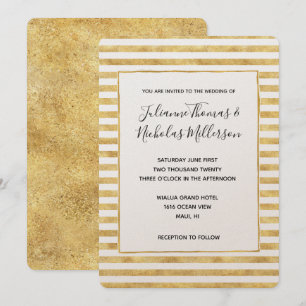 Invitation Gold Glitzy Stripes Mariage Invite