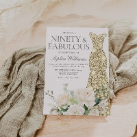 Gold Gown Fleurs blanches Elégant 90e anniversaire