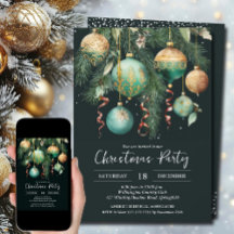 Gold Green Christmas Tree Ornaments Party