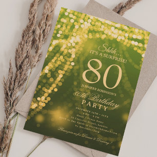 Invitation Gold Green   Élégante fête d'anniversaire surprise