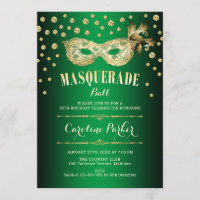 Gold Green Masquerade Ball fête d'anniversaire