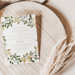 Invitation Gold Greenery Fall Mariage espagnol