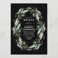 Gold Greenery Wreath Black Boho Fête de l'mariée
