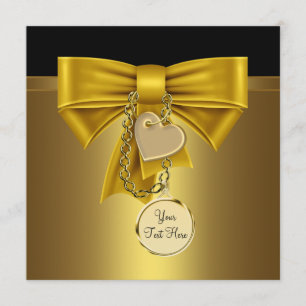 Invitation Gold Heart Black Gold Party Modèle