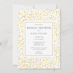 Invitation Gold Hearts Confetti Fête des mariées