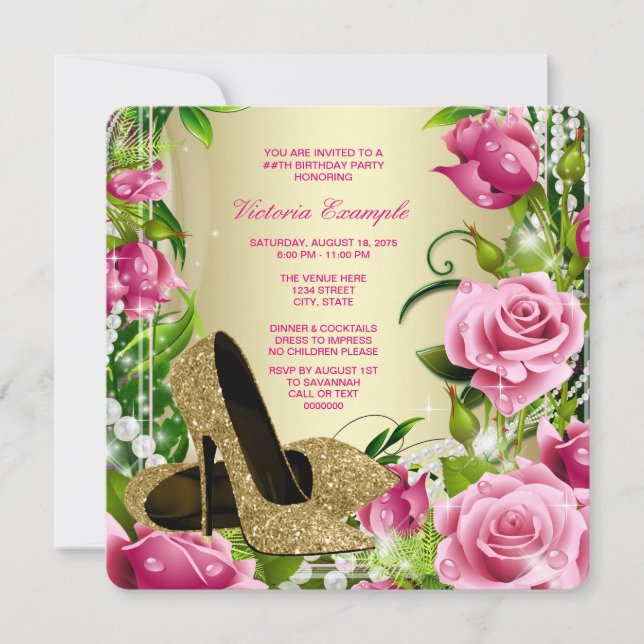 Invitation Gold High talon chaussures femmes Rose fête d'anni (Devant)