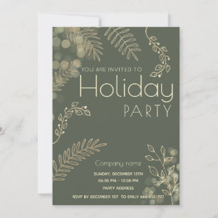 Invitation Gold hiver verdure entreprise Fête de vacances