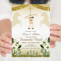 Gold Invitaciones Tres Anos, Charro Tres Anos