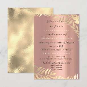 Invitation Gold Jungle Rose Rose or Elégante nuptiale