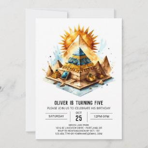 Invitation Gold Kids Ancienne Égypte Pyramides Anniversaire