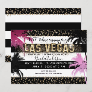 Invitation Gold LAS VEGAS Parties scintillant Palm Trees Anni