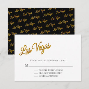 Invitation Gold Las Vegas Sparkles Wedding RSVP