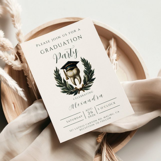 Invitation Gold Laurel Tooth Graduation Party (Créateur téléchargé)