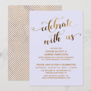 Invitation Gold Lavender fête avec nous après le mariage