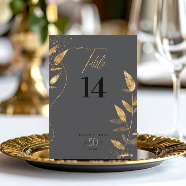 Invitation Gold Leaf 50th Anniversary Table Number ID1169 (Créateur téléchargé)